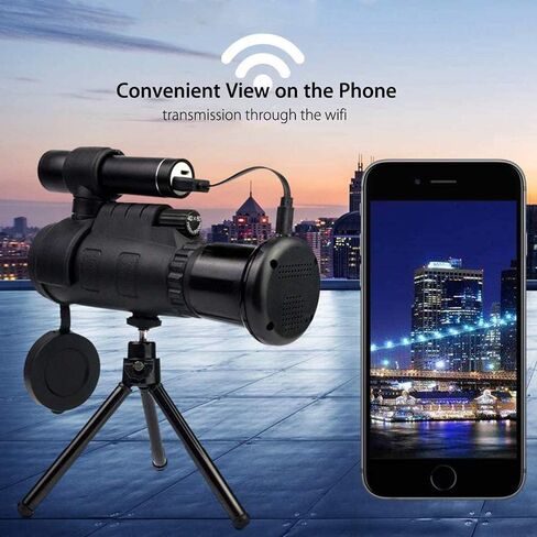 WiFi 40X60 Infrared IR HD Monocular Telescope Phone Lens Tripod HD high Power Outdoor Black for Adult Bird Watching Outdoor Travel Sightseeing in Saudi Arabia