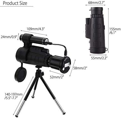 WiFi 40X60 Infrared IR HD Monocular Telescope Phone Lens Tripod HD high Power Outdoor Black for Adult Bird Watching Outdoor Travel Sightseeing in Saudi Arabia