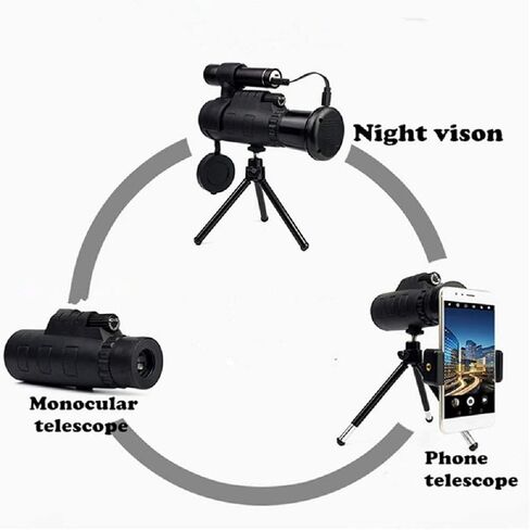 WiFi 40X60 Infrared IR HD Monocular Telescope Phone Lens Tripod HD high Power Outdoor Black for Adult Bird Watching Outdoor Travel Sightseeing in Saudi Arabia