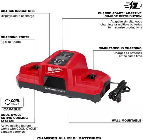 Milwaukee Electric - M18 REDLITHIUM Forge Dual Bay Super Charger with 8 in Saudi Arabia
