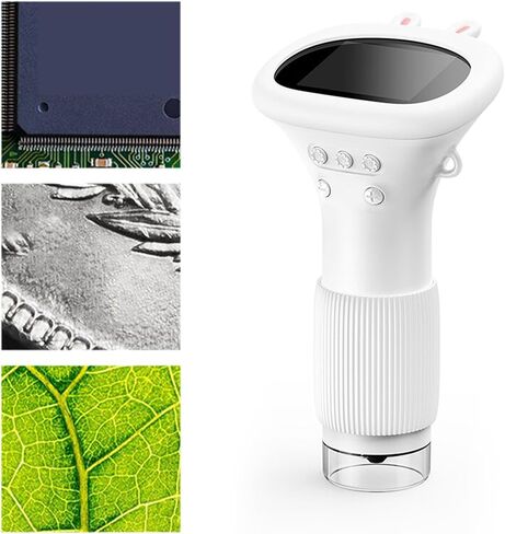 مجهر محمول باليد، تكبير 1000X في الوقت الحقيقي، مجهر محمول للتصوير عالي الدقة مع 8 مصابيح LED وشاشة 2 بوصة (أبيض) in Kuwait