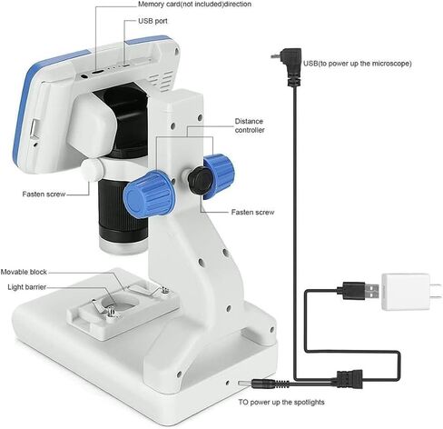200X Digital Electron Microscope, 5" LCD Screen, 2MP Sensor, 8 LED Lights, Adjustable Stand for Soldering & Watch Repair in Kuwait