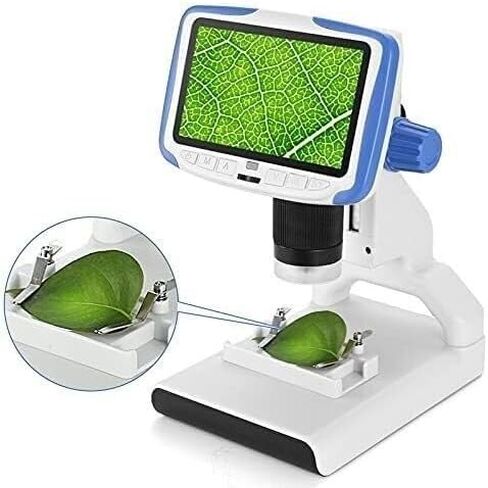 200X Digital Electron Microscope, 5" LCD Screen, 2MP Sensor, 8 LED Lights, Adjustable Stand for Soldering & Watch Repair in Kuwait