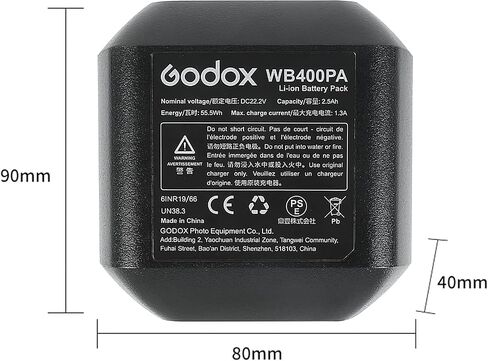 بطارية بديلة Godox AD400Pro WB400P متوافقة مع AD400 Pro Studio Flash Strobe مع DC 21.6V 2600mAh 56.16Wh ملحقات صور الليثيوم عالية الأداء in Saudi Arabia