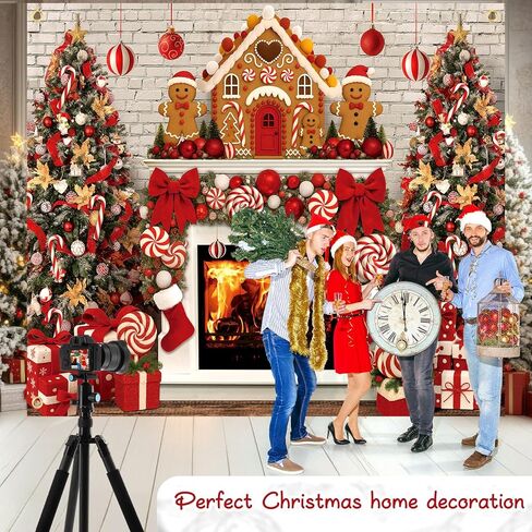 Peryiter 10x8ft عيد الميلاد الزنجبيل منزل خلفية للتصوير الفوتوغرافي البوليستر شجرة عيد الميلاد تخزين الحلوى هدية خلفية الديكور الشتاء خلفية الطرف للديكور المنزل صور استوديو الدعائم in Kuwait