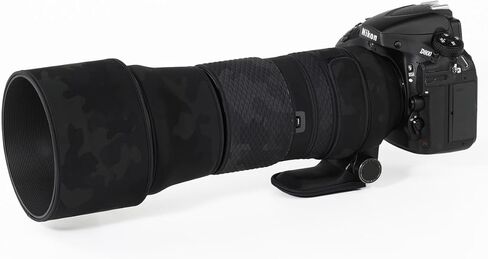 معطف مقاوم للماء مموه لعدسة مطاردة الطيور لـ Sigma 150-600mm F5-6.3 DG OS HSM غطاء حماية للعدسة الرياضية المقاومة للمطر الإصدار III (أسود ظل) in Kuwait