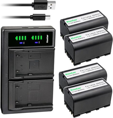 شاحن بطارية USB Kastar LTD2 متوافق مع Leica 724117 733269 733270 T733270 772806 Leica GEB70 GEB90 GEB111 GEB171 GEB211 GEB212 GEB221 GEB241 GEB242 GEB371 البطارية، شاحن GKL311 in Saudi Arabia