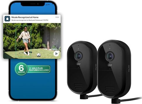 كاميرا Arlo Essential 2K الأمنية (إصدار 2025) + 6 أشهر من الخطة الآمنة الإضافية، طاقة سلكية مستمرة، التعرف على الأشخاص، اكتشاف الطرود، معاينة متحركة، واي فاي ثنائي النطاق، كاميرا واحدة، أسود in Saudi Arabia