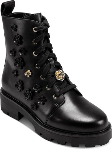 KARL LAGERFELD Women's Mela Fleur Combat Boot with Flower Embellishments in Saudi Arabia
