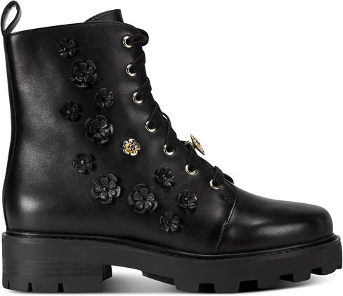 KARL LAGERFELD Women's Mela Fleur Combat Boot with Flower Embellishments in Saudi Arabia