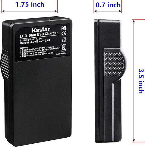 Kastar شاحن LCD رفيع لكاميرات Canon BP-2L12 BP-2L13 BP-2L14 BP-2L15 BP-2L24H BP-2L5 NB-2L NB-2L12 NB-2L14 وDC310 DC330 Elura 60 Vixia HG10 Vixia HV20 Vixia HV30 ZR100 ZR200 ZR300 ZR500 ZR600 ZR800 in Kuwait