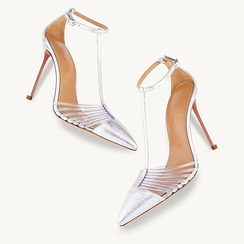 صنادل نسائية شفافة ذات ألوان مختلطة من Stiletto، مقاس كبير مثير بكعب عالٍ مغلق من الأمام للولائم والحفلات وعرض الأزياء in Kuwait