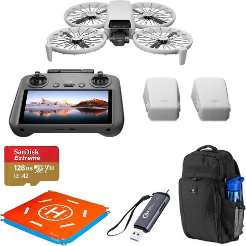 مجموعة طائرة DJI Flip Drone Fly More مع وحدة تحكم عن بعد RC 2، 3 بطاريات لوقت طيران 93 دقيقة + حقيبة ظهر + بطاقة SD + وسادة هبوط، قارئ بطاقات in Kuwait