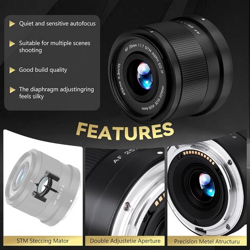 25mm f/1.7 APS-C Prime Lens for Sony E-Mount - Fast Autofocus Large Aperture Lens Compatible with Sony a6600, a6700, ZV-E10, A7C, A7II, A7III, A7RII/III/IV/V, A7SIII, FX30, FX3, A9, ZV-E1, A7CR in Saudi Arabia