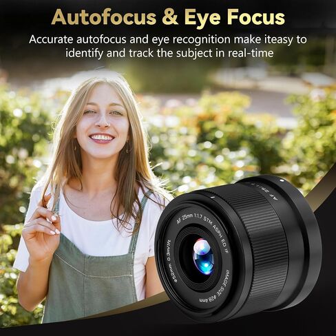 25mm f/1.7 APS-C Prime Lens for Sony E-Mount - Fast Autofocus Large Aperture Lens Compatible with Sony a6600, a6700, ZV-E10, A7C, A7II, A7III, A7RII/III/IV/V, A7SIII, FX30, FX3, A9, ZV-E1, A7CR in Saudi Arabia