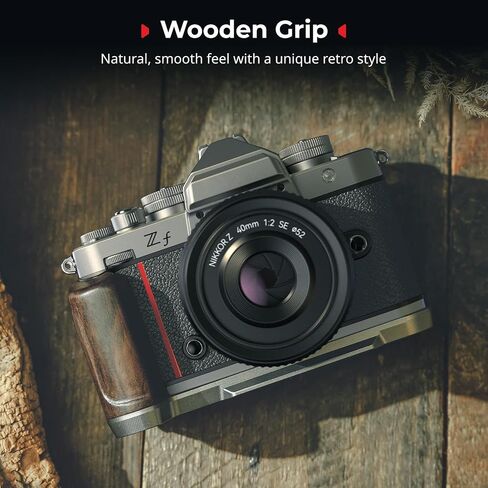قبضة خشبية على شكل حرف L من SmallRig لكاميرا Nikon Z f مدمجة ولوحة سريعة التحرير لـ Arca وفتحة حزام المعصم، مقبض خشبي مريح مع 1/4"-20 فتحة ملولبة للحوامل الثلاثية (فضي) - 5707 in Saudi Arabia