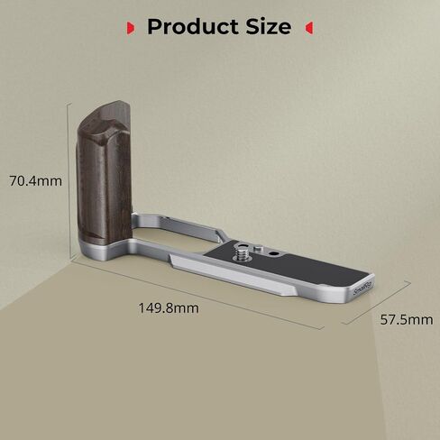 قبضة خشبية على شكل حرف L من SmallRig لكاميرا Nikon Z f مدمجة ولوحة سريعة التحرير لـ Arca وفتحة حزام المعصم، مقبض خشبي مريح مع 1/4"-20 فتحة ملولبة للحوامل الثلاثية (فضي) - 5707 in Saudi Arabia