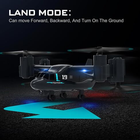 طائرة بدون طيار LM19 مع كاميرا عالية الدقة، طائرة هليكوبتر عسكرية RC V22 Osprey RC، 2.4G 4CH RC كوادكوبتر مع فيديو مباشر واي فاي، مفتاح واحد للإقلاع/الهبوط، RTF، طائرات بدون طيار FPV للبالغين، بطاريتان (720 بكسل) in Kuwait
