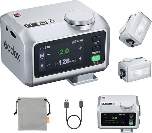Godox Mini iT30Pro C iT30 Pro C لكاميرا Canon TTL مصباح يدوي لاسلكي بشاشة تعمل باللمس مصباح يدوي محمول HSS 1/8000 ثانية متوافق مع الكاميرات بدون مرآة فلاش خارجي متوافق مع Canon Silver in Saudi Arabia