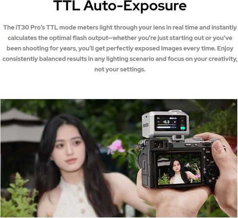 Godox Mini iT30Pro C iT30 Pro C لكاميرا Canon TTL مصباح يدوي لاسلكي بشاشة تعمل باللمس مصباح يدوي محمول HSS 1/8000 ثانية متوافق مع الكاميرات بدون مرآة فلاش خارجي متوافق مع Canon Silver in Saudi Arabia