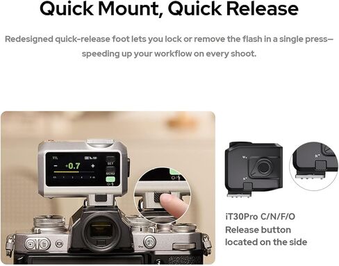 Godox Mini iT30Pro N iT30 Pro N مصباح يدوي Nikon TTL شاشة لمس لاسلكية مصباح يدوي محمول HSS 1/8000 ثانية متوافق مع الكاميرات بدون مرآة فلاش خارجي متوافق مع Nikon Silver in Saudi Arabia