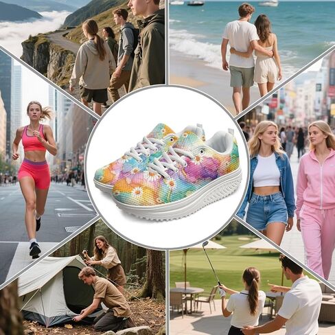 FOR U DESIGNS Vintage Floral Print Fitness Walking Sneaker Casual Women's Wedges Platform Shoes in Saudi Arabia
