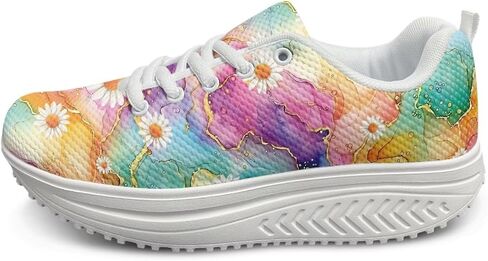 FOR U DESIGNS Vintage Floral Print Fitness Walking Sneaker Casual Women's Wedges Platform Shoes in Saudi Arabia