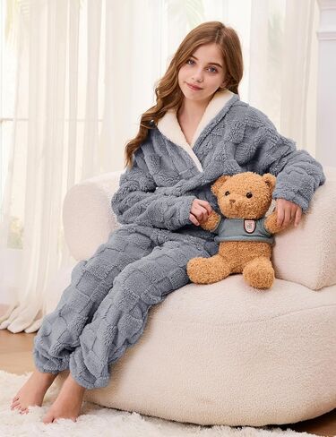 Lentta Girls Fleece Pants Sets Fuzzy 2 Piece Outfits Casual Warm Pullover Top Sweatshirt Sweatsuit with Pockets 5-14Y in Saudi Arabia