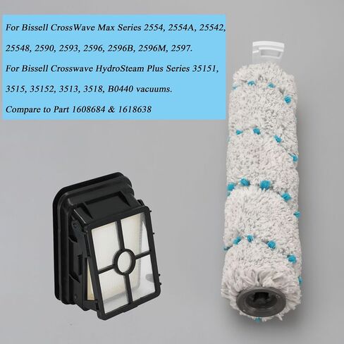 2787 2788 Multi-Surface Brush Roll and 1866 Filter Replacement Parts for Bissell CrossWave Max 2554 2590 2593 2596, for Bissell CrossWave HydroSteam 35151 35152 3513 3518 Vacuums in Saudi Arabia