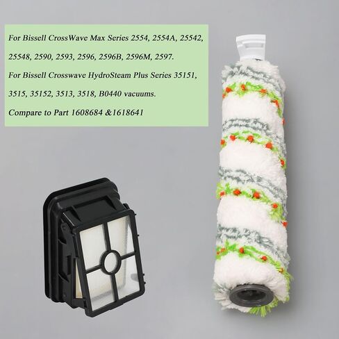 2787 2788 Multi-Surface Brush Roll and 1866 Filter Replacement Parts for Bissell CrossWave Max 2554 2590 2593 2596, for Bissell CrossWave HydroSteam 35151 35152 3513 3518 Vacuums in Saudi Arabia