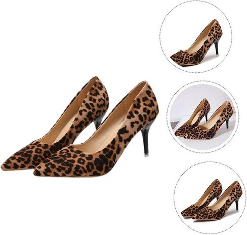 1 Pair of Leopard Print High Heels Leopard Print High Heel Women Pointed Toe High Heels Single Sneakers Shoes for Women in Saudi Arabia