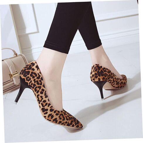 1 Pair of Leopard Print High Heels Leopard Print High Heel Women Pointed Toe High Heels Single Sneakers Shoes for Women in Saudi Arabia