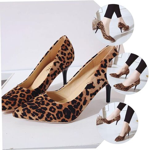1 Pair of Leopard Print High Heels Leopard Print High Heel Women Pointed Toe High Heels Single Sneakers Shoes for Women in Saudi Arabia