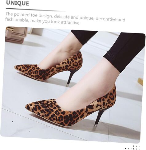 1 Pair of Leopard Print High Heels Leopard Print High Heel Women Pointed Toe High Heels Single Sneakers Shoes for Women in Saudi Arabia