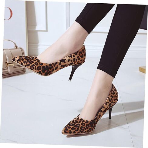 1 Pair of Leopard Print High Heels Leopard Print High Heel Women Pointed Toe High Heels Single Sneakers Shoes for Women in Saudi Arabia