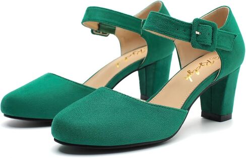 Women's Vintage Mary Janes Shoes Cutout Chunky Heels Closed Toe Ankle Strap Office Work Pumps Dress Shoes in Saudi Arabia