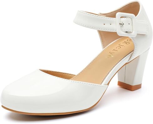 Women's Vintage Mary Janes Shoes Cutout Chunky Heels Closed Toe Ankle Strap Office Work Pumps Dress Shoes in Saudi Arabia