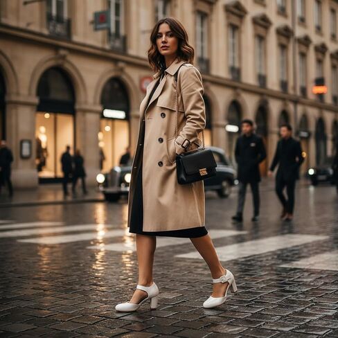 Women's Vintage Mary Janes Shoes Cutout Chunky Heels Closed Toe Ankle Strap Office Work Pumps Dress Shoes in Saudi Arabia