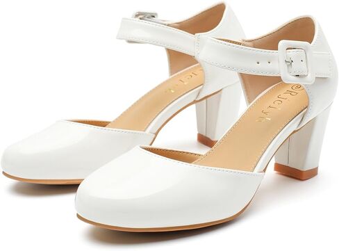 Women's Vintage Mary Janes Shoes Cutout Chunky Heels Closed Toe Ankle Strap Office Work Pumps Dress Shoes in Saudi Arabia