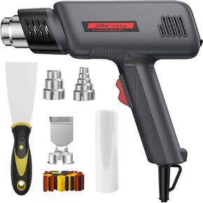 Heat Gun, 1800W Professional Hot Air Gun 400℃ & 600℃ Dual-Temperature Settings, Overload Protection, Double Heating Wire Fast Heating, 6 Accessories for Paint Stripping, Crafts (Black) in Saudi Arabia