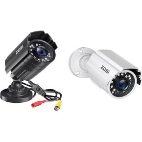 ZOSI 1080P HD TVI Security Camera 2-Pack, Black & White Bullet Cameras for Home Office Surveillance | 1920TVL Hybrid 4-in-1 TVI/CVI/AHD/CVBS, 80ft Night Vision. in Saudi Arabia