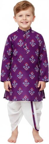 Chandrakala Kids Kurta dhoti مجموعة للبنين الهندي المطبوع العرقية المطبوعة (KK122-P) in Saudi Arabia