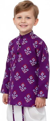 Chandrakala Kids Kurta dhoti مجموعة للبنين الهندي المطبوع العرقية المطبوعة (KK122-P) in Saudi Arabia