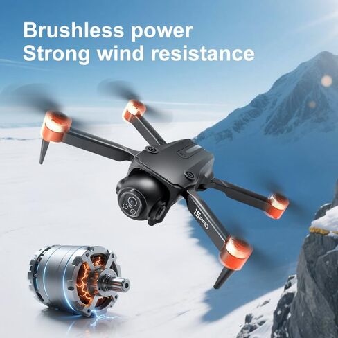 Drones with Camera Brushless Motor Drone for Adult Beginner HD Camera Optical Flow Positioning 150° Electrically Adjustable Foldable Gesture Photo Mini RC Quadcopter 2 Battery FPV Drones I5 Pro (Black) in Kuwait