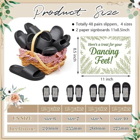 48 Pairs Slide Sandals Bulk Wedding Flip Flops 4 Sizes Slippers with Sign Cards for Reception Guests Men Women House Shoes Washable in Saudi Arabia