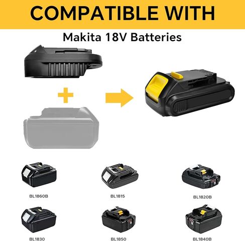 محول MT20DL لماكيتا 18 فولت إلى محول بطارية DeWalt 20 فولت DCB200، تحويل لبطارية ماكيتا 18 فولت لاستخدام أداة ديوالت 20 فولت in Kuwait