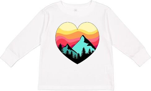 تي شيرت Inktastic Mountain Scene in Heart للتخييم والأطفال الصغار بأكمام طويلة in Kuwait