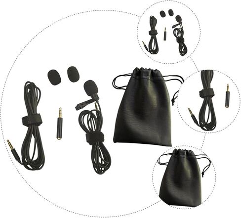 Professional Microphone Set Lavalier Mic Kit with Extension Cable Pu Carry Bag Windscreens and Adapter for Smartphones Tablets in Saudi Arabia