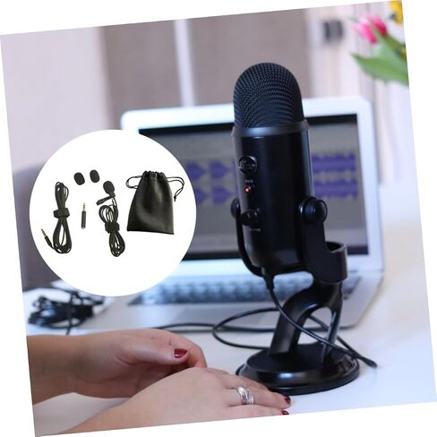 Professional Microphone Set Lavalier Mic Kit with Extension Cable Pu Carry Bag Windscreens and Adapter for Smartphones Tablets in Saudi Arabia