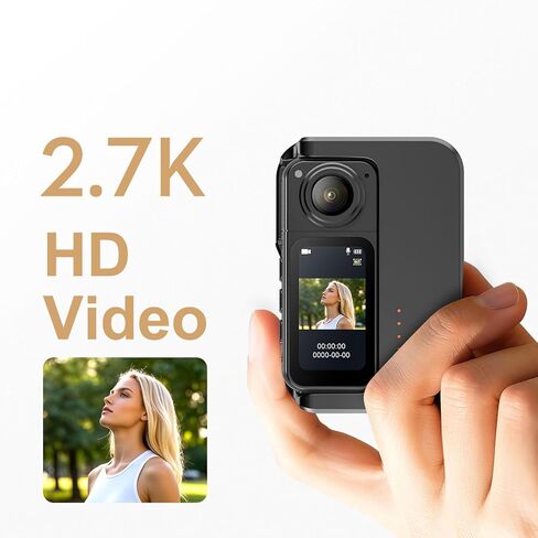 كاميرا PUSOKEI Thumb Action، كاميرا جسم مغناطيسية 2.7K يمكن ارتداؤها مع زاوية واسعة 170 درجة، كاميرا عمل بطارية 4 ساعات لتسجيل Vlog POV، عمل الحيوانات الأليفة أثناء السفر (أسود) in Kuwait
